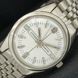 Vintage 1983 Citizen Manual Mens Silver Watch & White accents